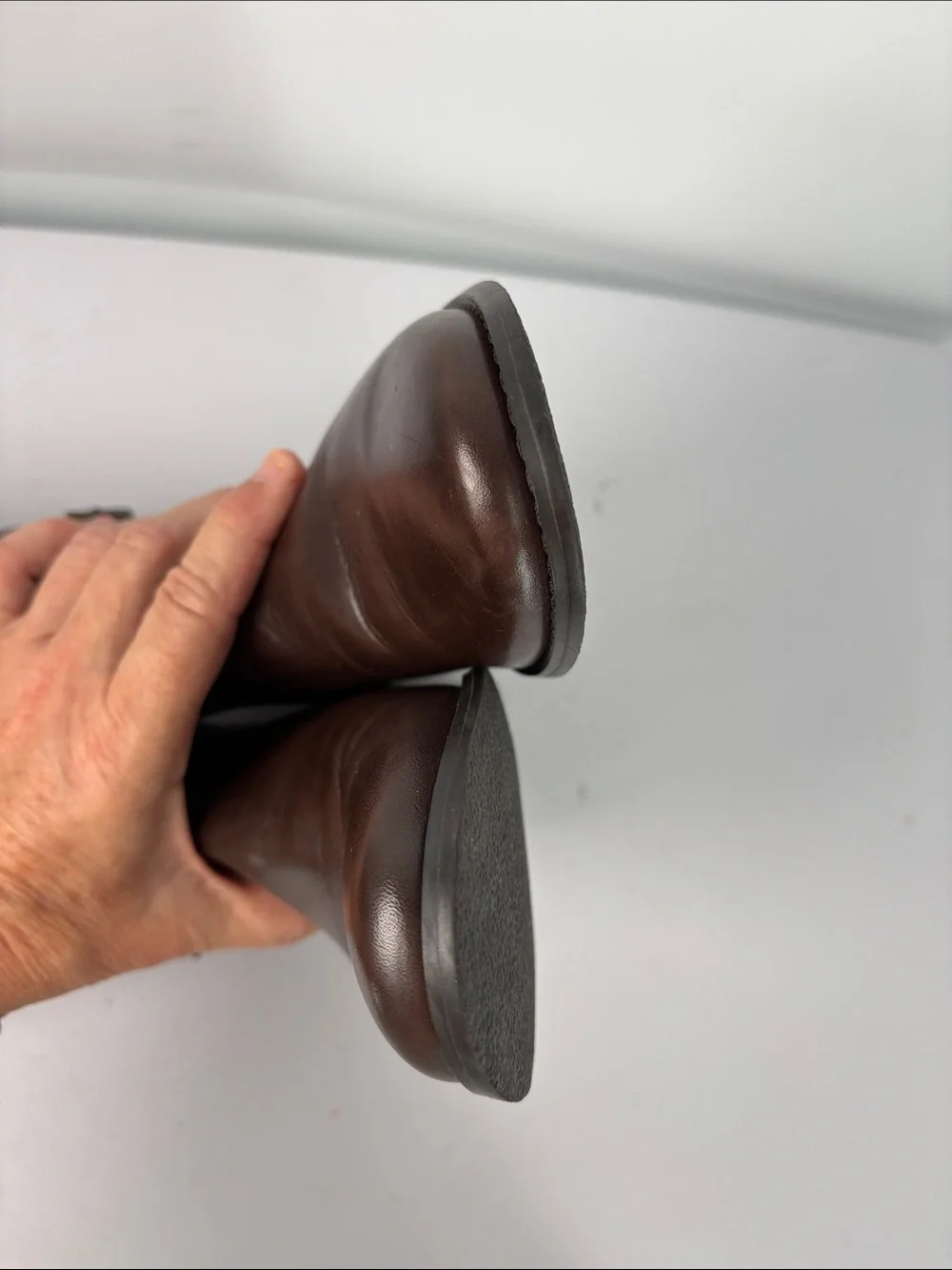 🧠 Anne Klein leather Brown to-the-Knee Riding Boots with back elastic panel